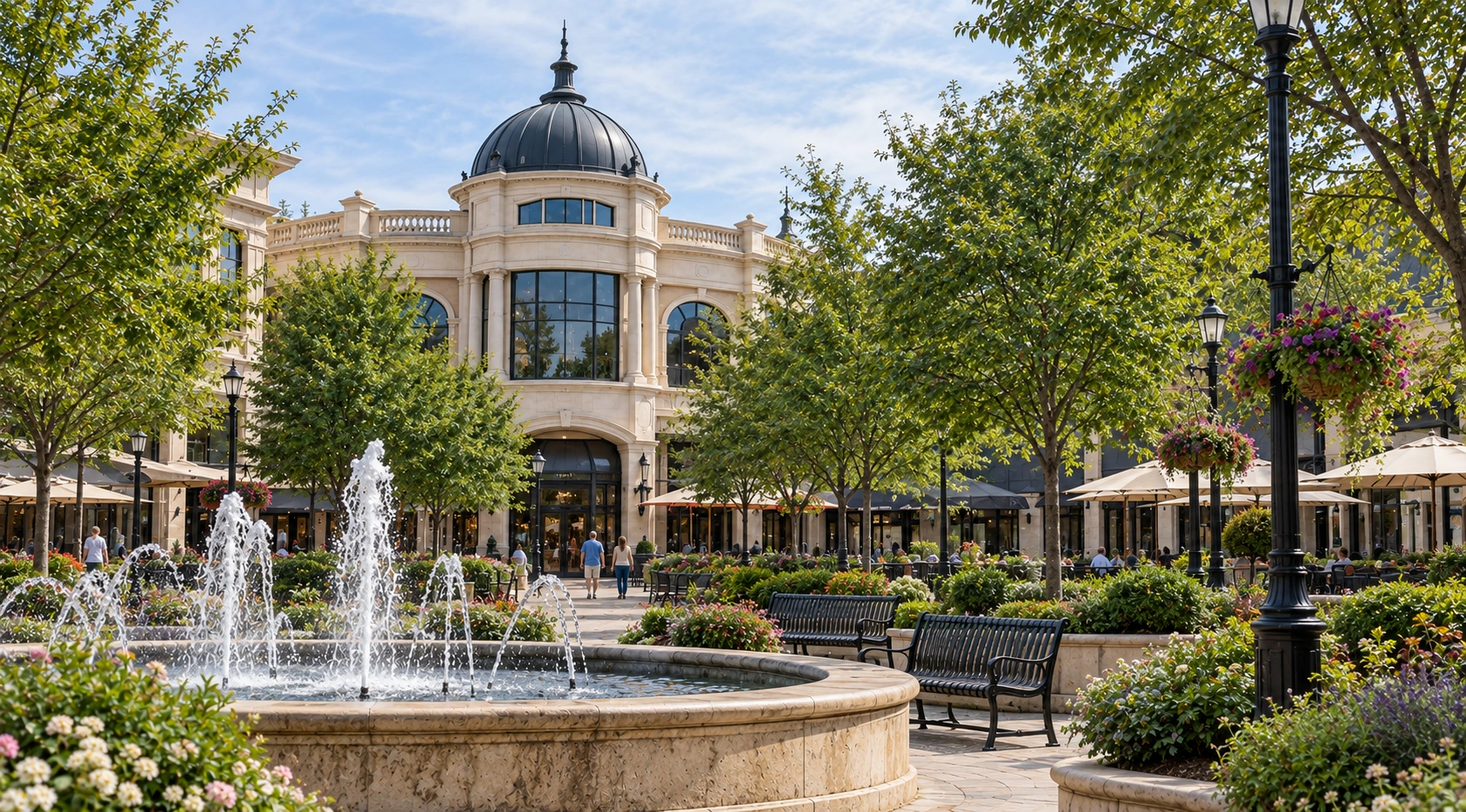 Shopping, fountains and greenery in the Treasure Valley