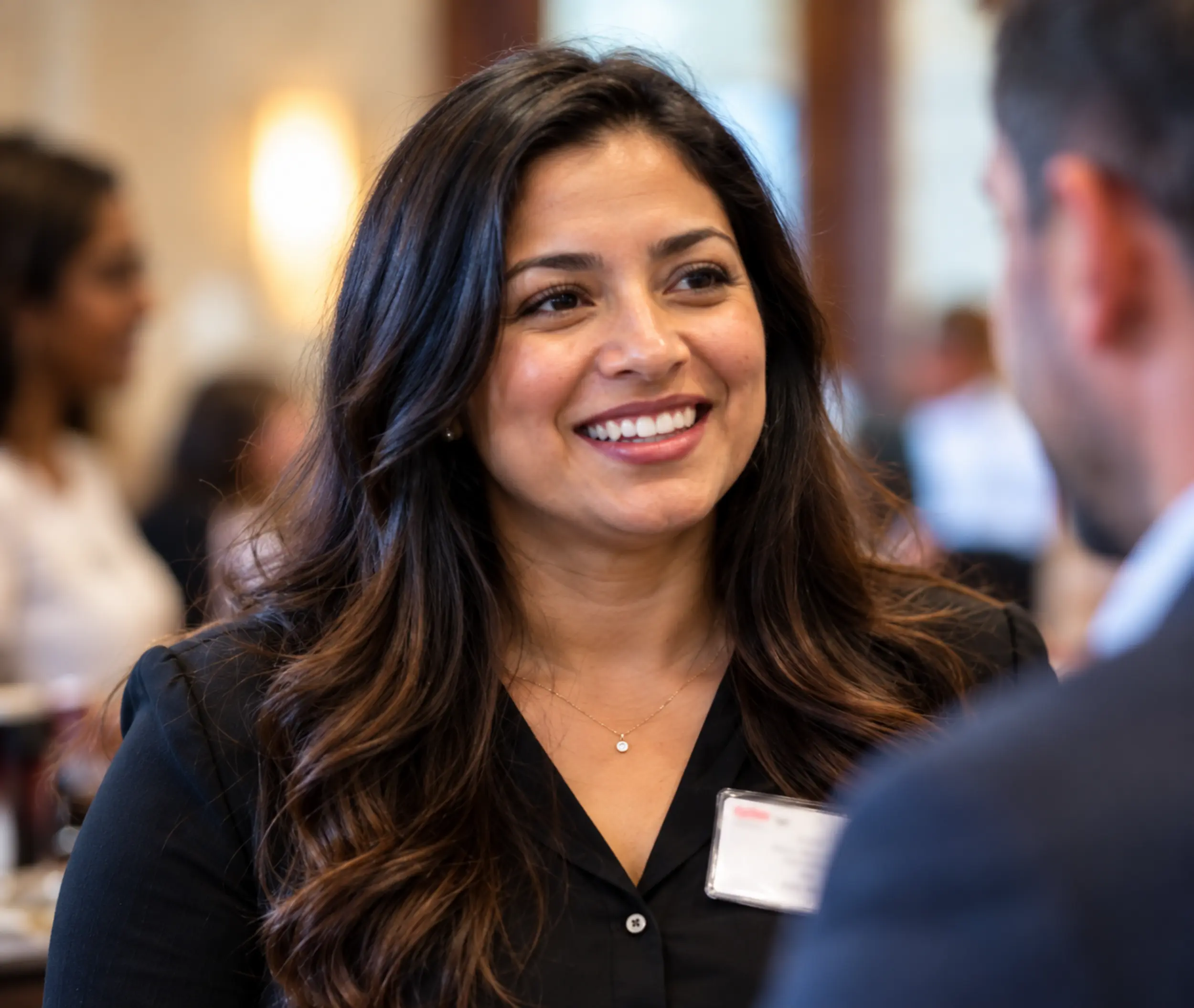 Meeting participant in conversation